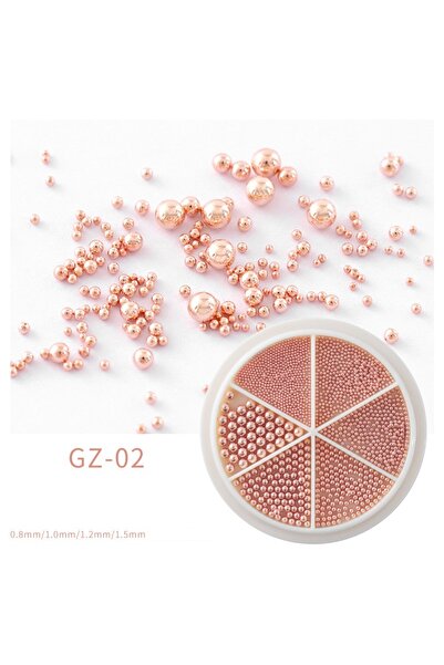 Choice GZ-02 Rose gold 6 Grids Nail Art Tiny Steel Caviar Beads 0.8-1.5mm Mix...