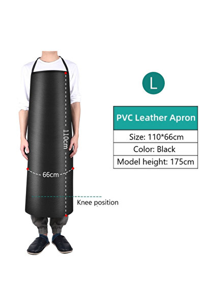 Choice Black L PVC Leather Apron Waterproof Oilproof Heavy Duty Apron For Kit...