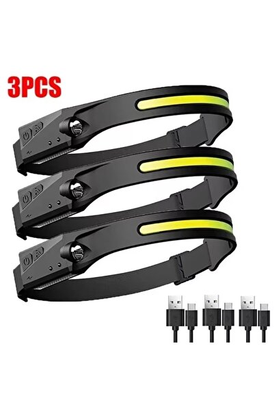Heinast new 3pcs LED Sensor Headlamp Camping Search Light Head Flashlight USB...