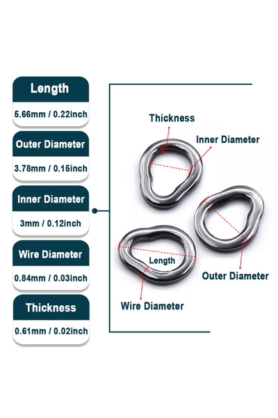 Choice 25 Pcs XS - 5.66mm 140kg Fishing Solid Ring 25~100Pcs Stainless Steel ...