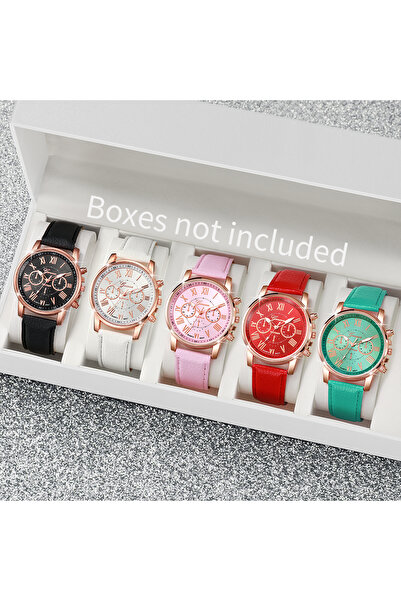 NOTHING 5PCS Set Without Box 5PCS Women's Watches Fashion Roma Dial Leather B...