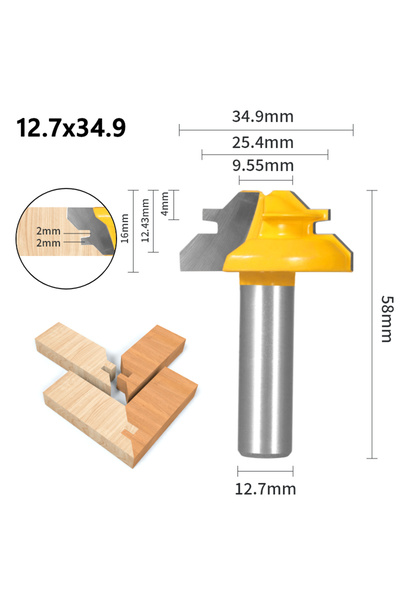 choice2 12.7x34.9x16 1Pc 45° Degree Lock Miter Router Bit Woodworking Milling...