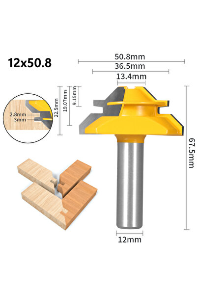 Choice6 12x50.8x22.5 1Pc 45° Degree Lock Miter Router Bit Woodworking Milling...