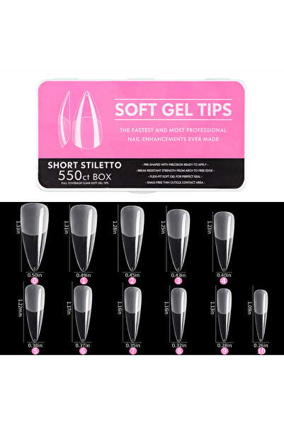 Choice 02 1 Box Clear Acrylic Long Fake Nails Capsules Almond French Coffin F...