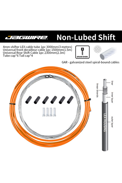 Choice LEX Shifter Orange JAGWIRE Bicycle Non-Oiled Shifter Cable Housing Kit...