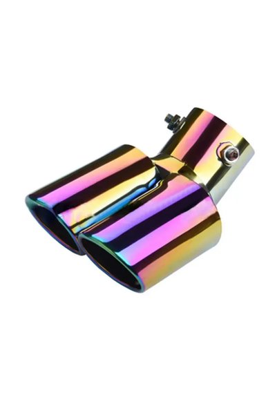 Choice4 I Car Universal One To Two Grilled Blue Tail Throat Double Pipe Tail ...
