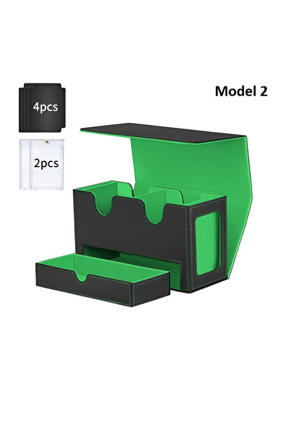Choice18 Black Green 2 3in1 Deck Box Sports Card Storage Box Fits 200+ Single...