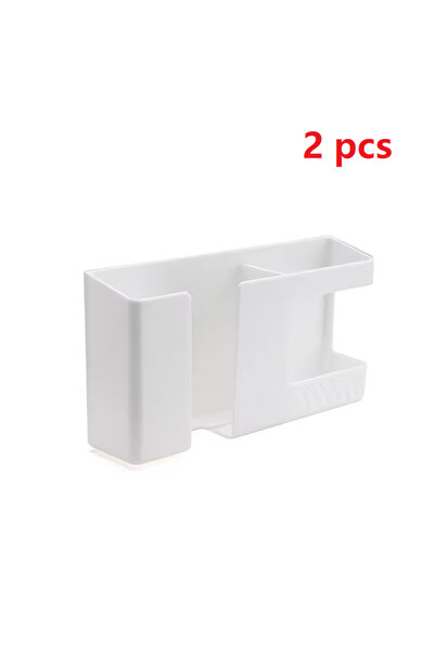 Choice5 2PCS White 1PC Wall-Mounted Non-Punching Remote Control Storage Box R...