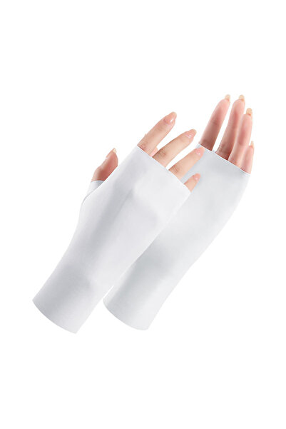 Choice1 WHITE Solid Simple Fingerless Ice Gloves Sun Protection Casual Drivin...