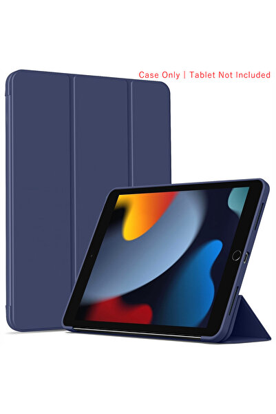 Choice16 iPad 7th 10.2 2019 YT Navy Blue Tri-fold Flip Case For iPad 7th 8th ...