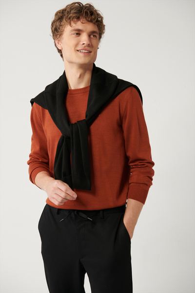 Avva Fliese-Strickpullover mit Rundhalsausschnitt für Herren E 005000
