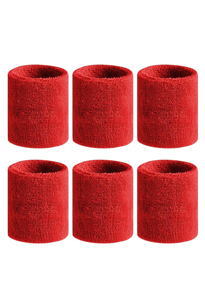 Choice red-6pcs 6pcs Sweat Absorption Sports Wristband, Moisture Wicking Wris...