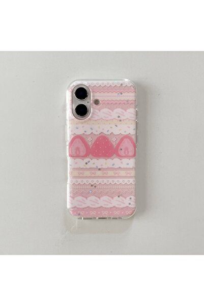Choice5 iPhone 16 Pro Max TPU Pink Cute Sweet Girl Series Cream Strawberry Ca...