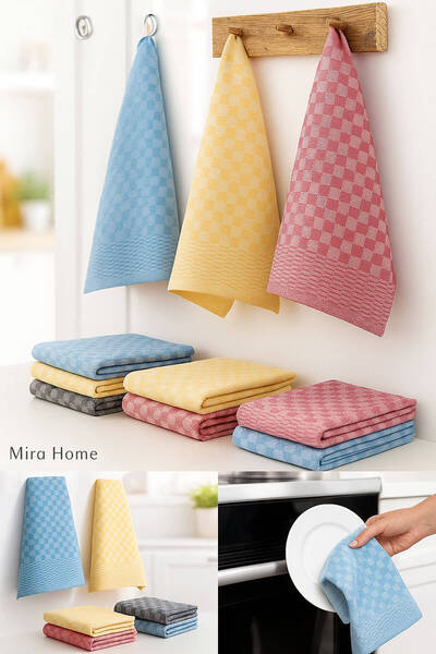 Mira Home 6-Piece Kitchen Drying Cloth 45X65 cm Gingham Pattern