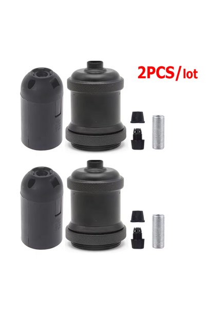 Choice11 E27 EU Matte Black 2pcs Retro Lamp Holder Edison Screw Lamp Holder E...