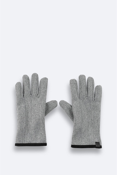Avva Men's Gray Plain Cashmere Gloves A52Y9700