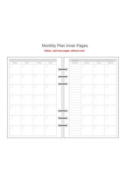 Choice A5 Monthy Plan A5 A6A7 45 Sheets Loose Leaf Notebook Refill Spiral Bin...