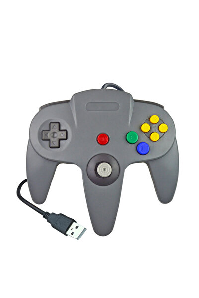 Choice وحدة تحكم N64 كلاسيكية رمادية اللون، جهاز تحكم عن بعد سلكي USB، عصا تح...