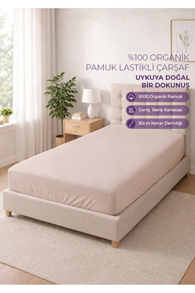 Days In Colours 100% Organic Cotton Elastic Sheet - 120X200 - Powder - Dolmab...