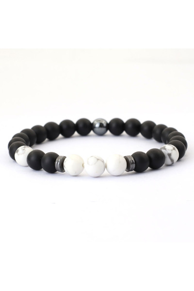 Choice whitehowlite Noter Handmade Mens Bracelet 8mm Onyx Tiger Eyes Stone Be...