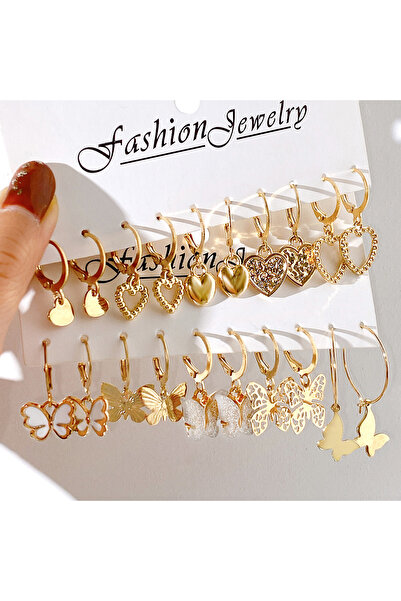 Choice AY2 New Gold Color Butterfly Love Hoop Earrings Set New Creative Simpl...