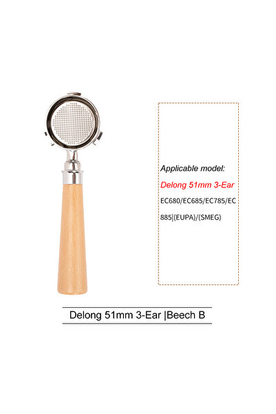 Choice12 51mm 3-Ear Beech-B 51mm Coffee Bottomless Portafilter For Delonghi E...