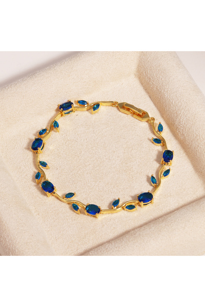 Choice8 blue gold Tulip Pink Cubic Zirconia Wrist Chain with Vine Flowers, Sw...