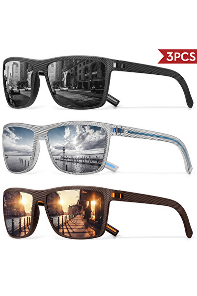 Choice 3PCS-C1 3/4 Pack New Designer Box Polarized Colorful Sunglasses for Me...