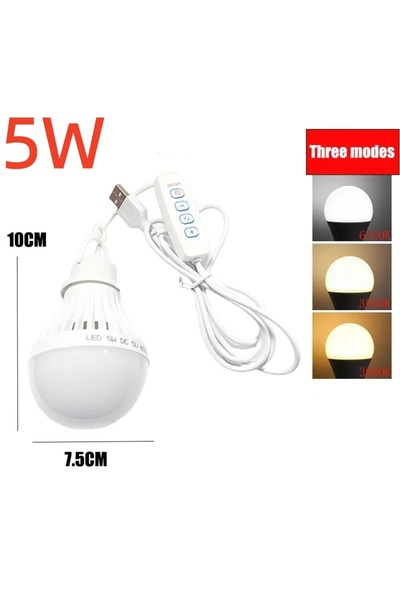 Choice1 3 Color Dimming 3/5/7W USB Lamp Bulb 5V Emergency Light Lamp LED USB ...