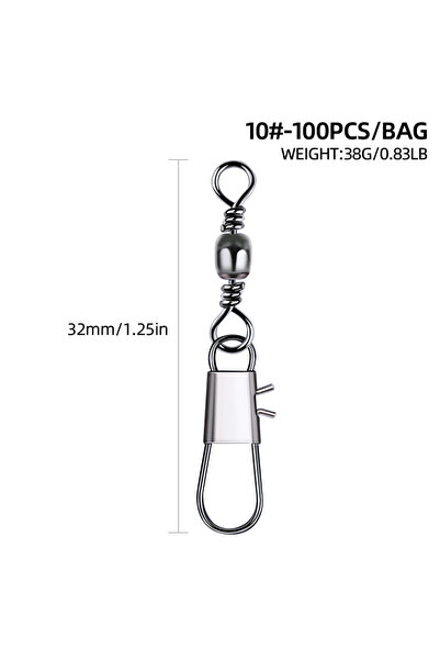 Choice 100pcs-10 100pcs/lot Fishing Connector Bearing Rolling Swivel Snap Fis...