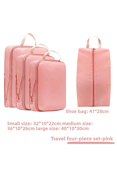 choice2 Pink S 4Pcs/Set Travel Compression Packing Cubes Bag Portable Suitcas...