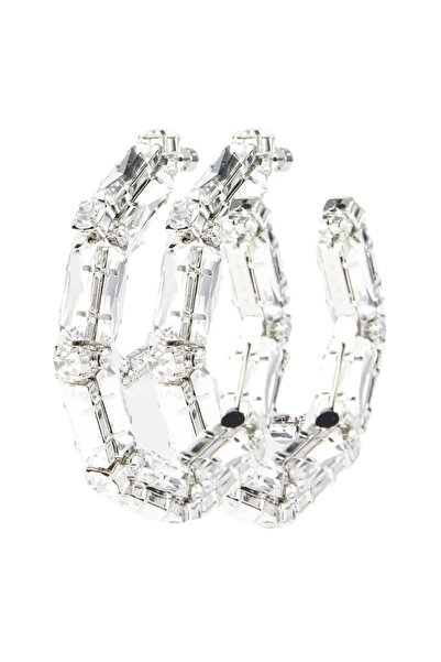Choice SILVER Shine Circle Large Crystal Hoop Earrings for Women 2023 Trendin...