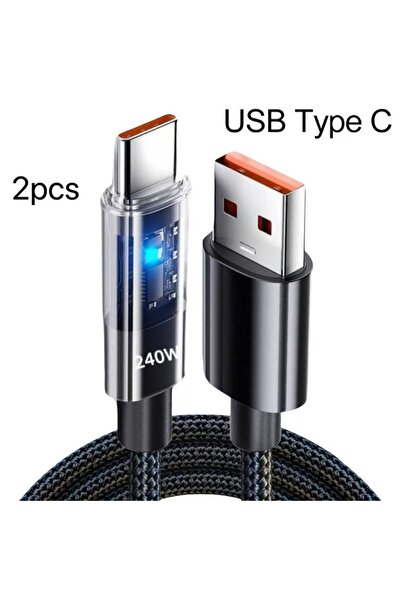 Choice4 1.5m 2pcs 240W Nylon USB Type C Super Fast Charging Cable For iphone ...