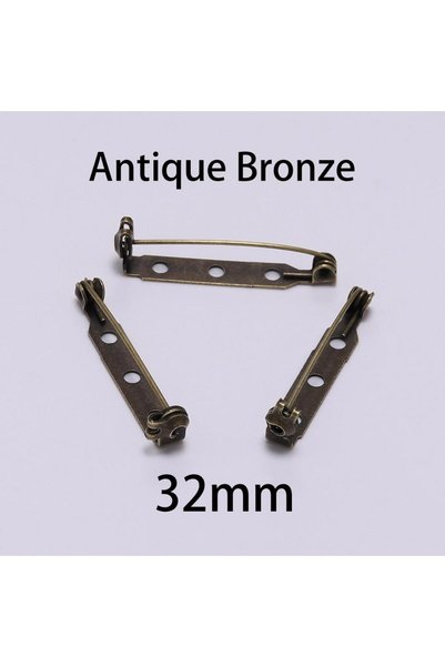 Choice Bronze - 32mm 20pcs 20 25 32 38mm Brooch Clip Base Pins Blank Safe Loc...