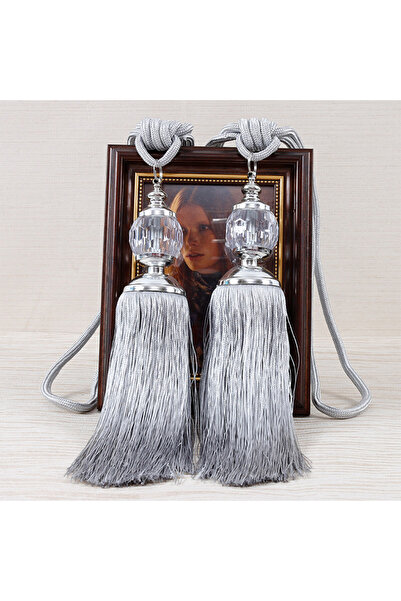 Choice gray 2pcs Curtain Tieback Beaded Tassels Curtain Tieback Rope Window D...