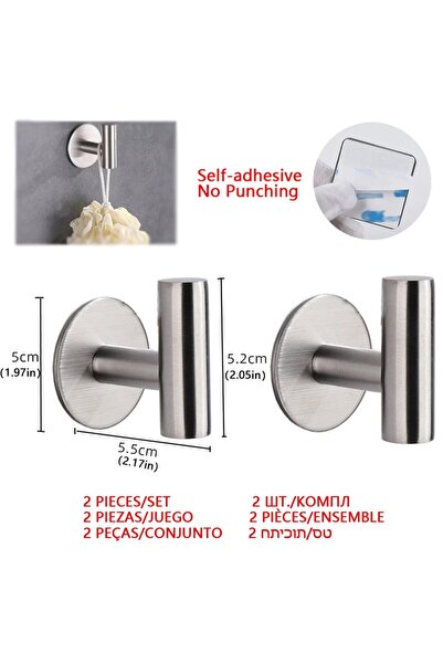 Choice Wall Stickers Hooks Stainless Steel Self-adhesive Hooks Wall Stickers ...