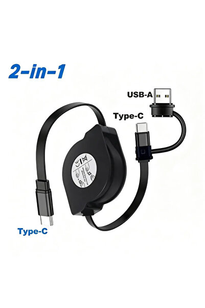 Choice5 1.8m A C to C PD 60W USB C Retractable Data Cable, For Macbook Fast C...