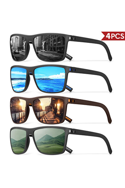 Choice 4PCS-C17 3/4 Pack New Designer Box Polarized Colorful Sunglasses for M...