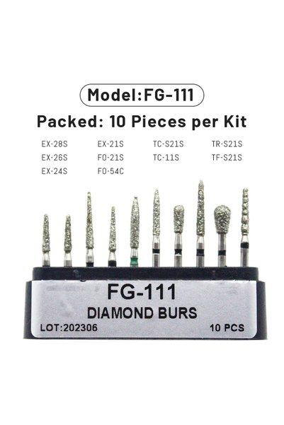 Choice32 FG-111 AG 1 Box Dental Diamond Burs Drill for High Speed Handpiece D...