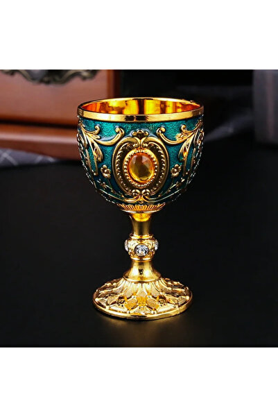 Choice Gold Blue Vintage Holy Grail Medieval Goblet Hand Engraved Metal Wine ...