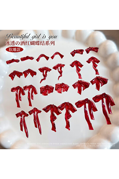 Choice 50PCS 50pcs Soft Carving Bow Nail Art Accessories Multi Colored Pearl ...