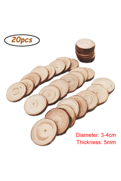 Choice5 20pcs 3-4cm Unfinished Wood Slices Discs Cutouts with Tree Bark for A...