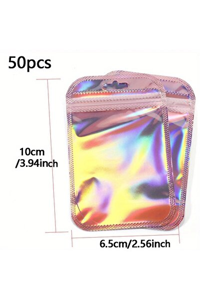 Choice 6.5x10cm 50pcs/lot Pink Laser Ziplock Bags Reusable Plastic Transparen...