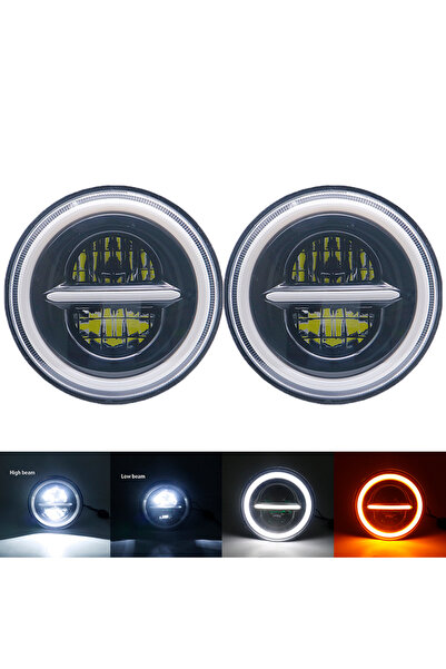Choice13 50w Halo light Black 2x Car 7 Inch Led Headlight Hi/Low H4 Halo Angl...