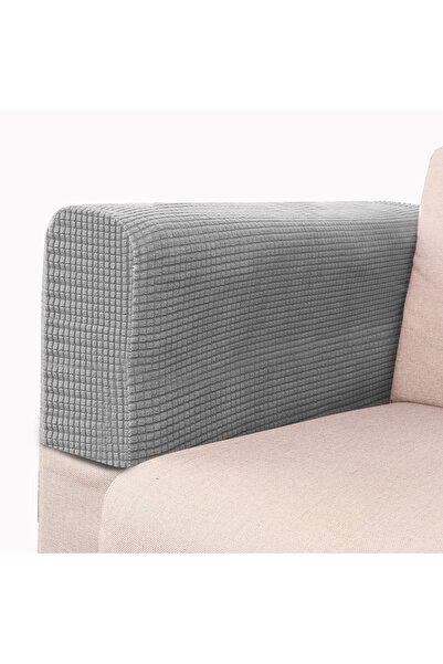 Choice Light Grey 2pcs/set Shake fleece solid color elastic dustproof sofa ar...