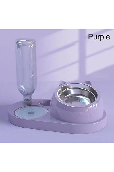 Choice -Purple Food Container with Waterer Pet Waterer Feeder 2-in-1 Cat Bowl...