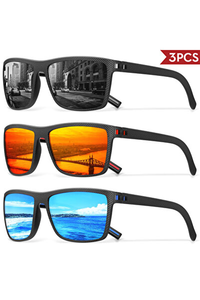 Choice 3PCS-C6 3/4 Pack New Designer Box Polarized Colorful Sunglasses for Me...