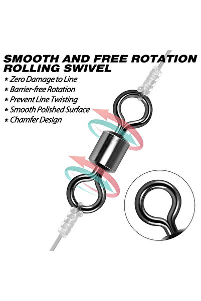 Choice Size 14 50 pcs Bearing Swivel Fishing Connector Stainless Steel Carp S...