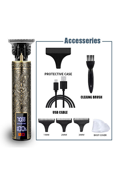 Choice 068-Dragon T9 Professional Hair Clipper/Accessories for Men | USB Fast...