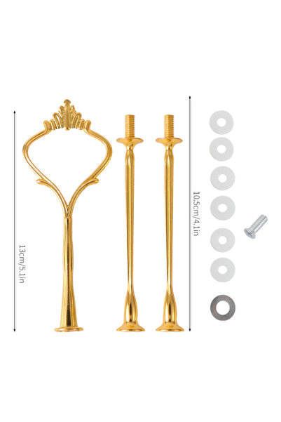 Choice Gold Zinc Alloy Fruits Cake Trays Stand Holder 3 Layer Big Tray Silico...